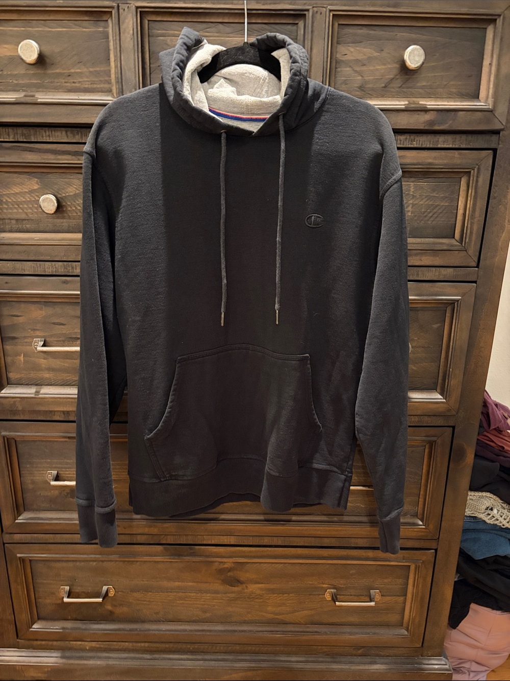 Champion Black Pullover Hoodie with Kangaroo Pocket